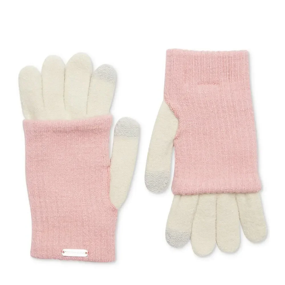 New! Steve Madden Women's Solid Ribbed Knit Cover Touch Screen Gloves